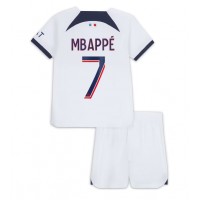 Echipament fotbal Paris Saint-Germain Kylian Mbappe #7 Tricou Deplasare 2023-24 pentru copii maneca scurta (+ Pantaloni scurti)
